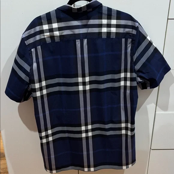 Burberry Navy and White Checkered Men's Shirt - Picture 3 of 5